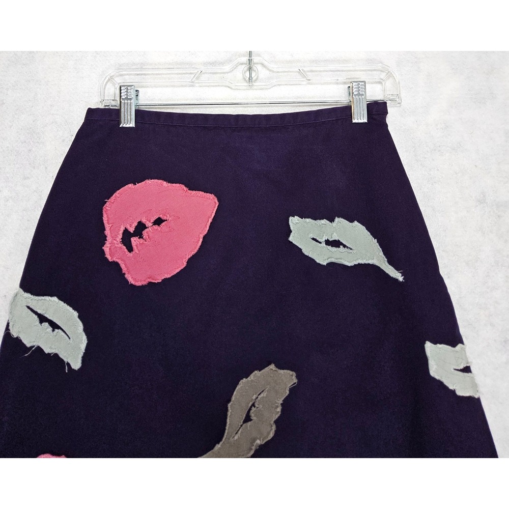 Boden Skirt US 6 6L Floral Applique A-Line Purple Below The Knee Leafs Flare - Picture 2 of 7